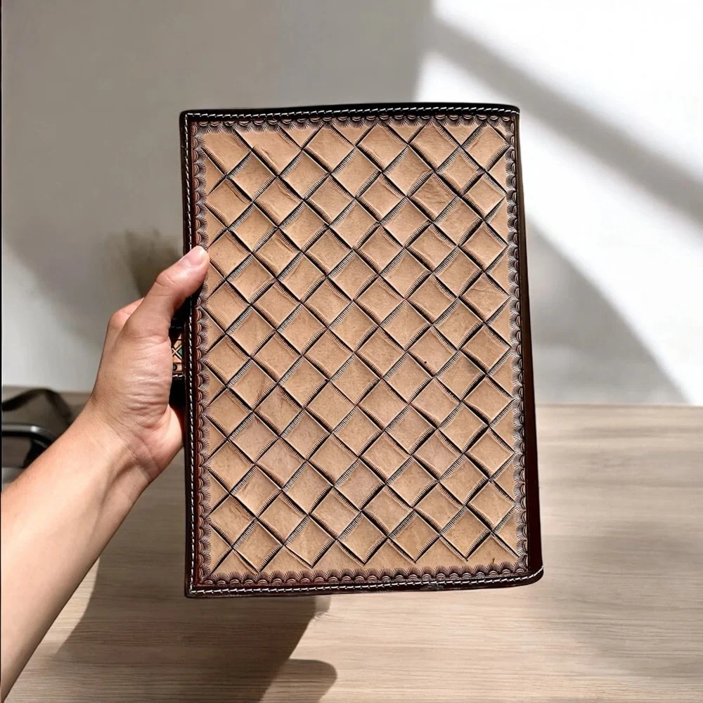 Aztec Hand painted & Hand Tooled Bible Cover